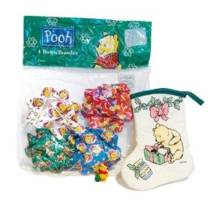 Disney Winnie the Pooh Christmas Lot Vintage Gift Bows Stocking Figure Ornament